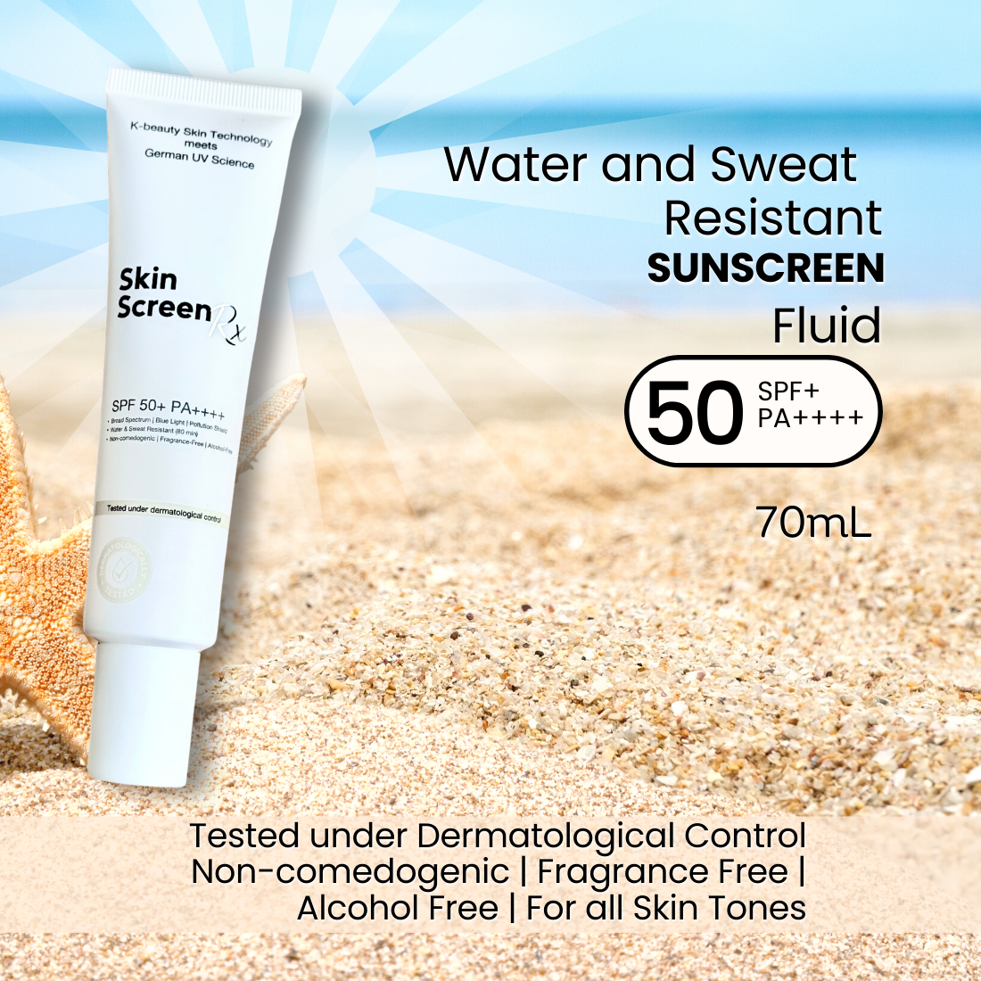 Skin ScreenRx Sunscreen SPF 50+| No White Cast | No Sting | Suitable for Sensitive or Acne Prone Skin
